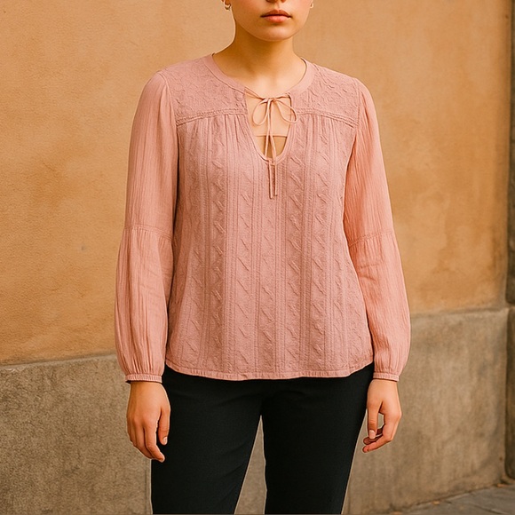 Anthropologie- Tiny Mixed Media Crepe Blouse S - Picture 2 of 11